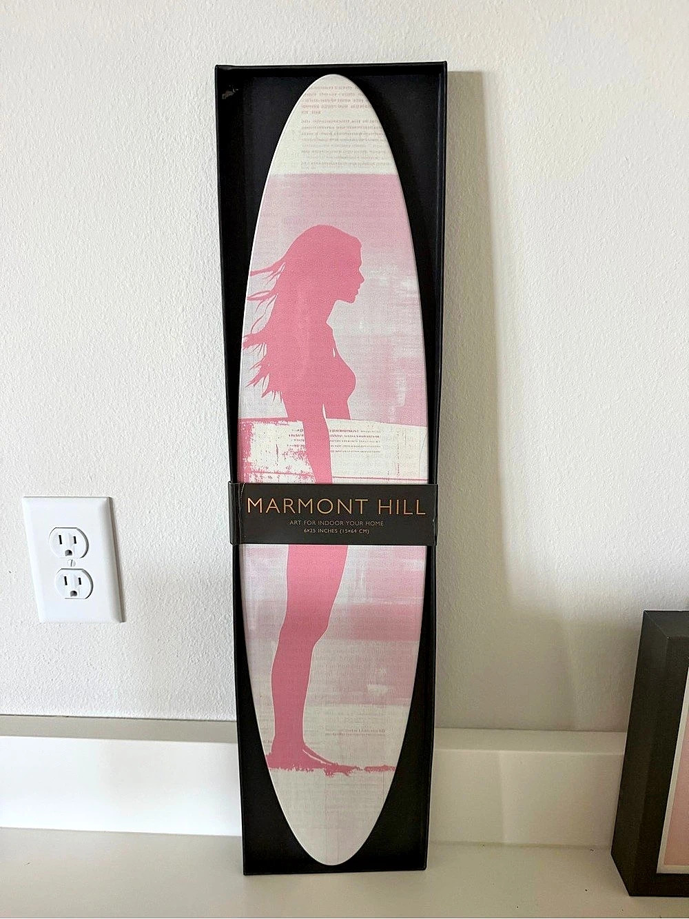 Marmont Hill Framed Surfer Girl Wall Art Pink & Black